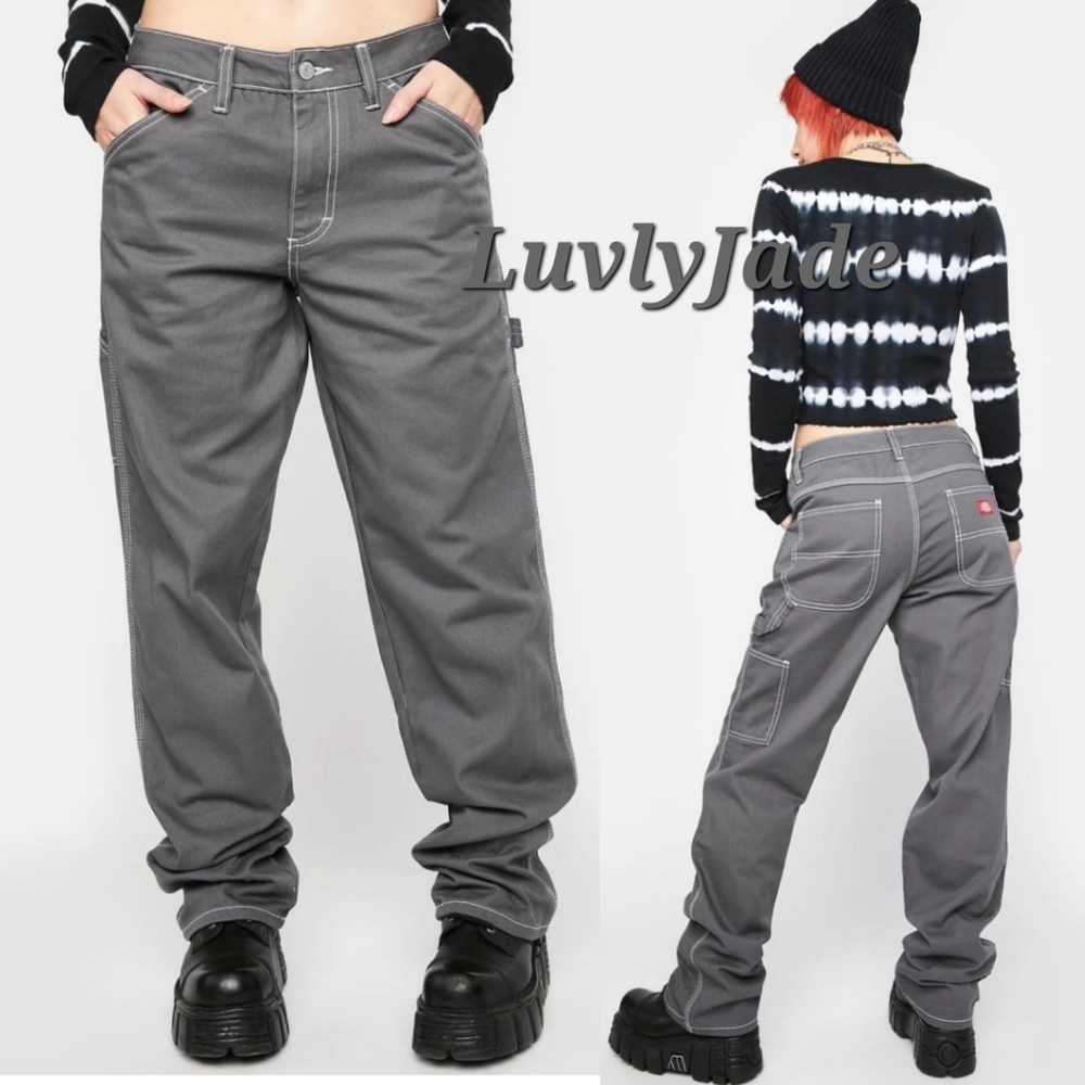 NEW Dickies Girl Smoke Gray Carpenter Pants Size 3